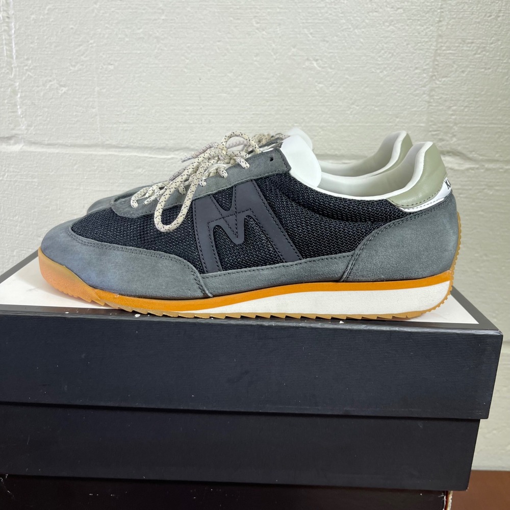 Karhu Mestari Gunmetal Jet Black Suede Low Top Sneaker Shoes Men's 12 US/11 UK - Picture 4 of 12